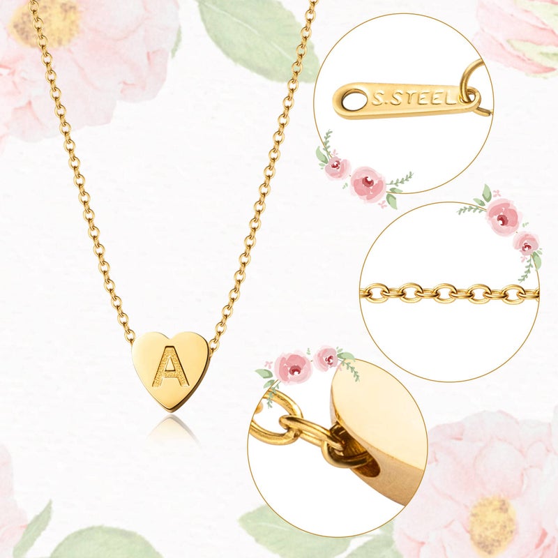 OSNIE Flower Girl A Alphabet Pendant Necklace 14K Gold Plated Tiny Capital Letter Initial Heart Pendant Necklace Wedding Day Thank You for Being My Flower Girls Jewelry Gifts Proposal from Bride - Image 3