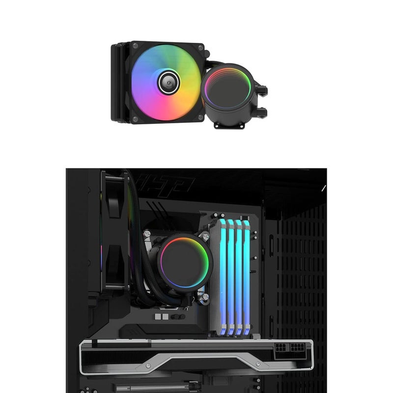 مبرد وحدة المعالجة المركزية المائي مع إضاءة RGB، 4 دبابيس، PWM، مشعاع، متعدد المنصات، محمل هيدروليكي، ملحق مبردات وحدة المعالجة المركزية المائية، هادئ - Image 2
