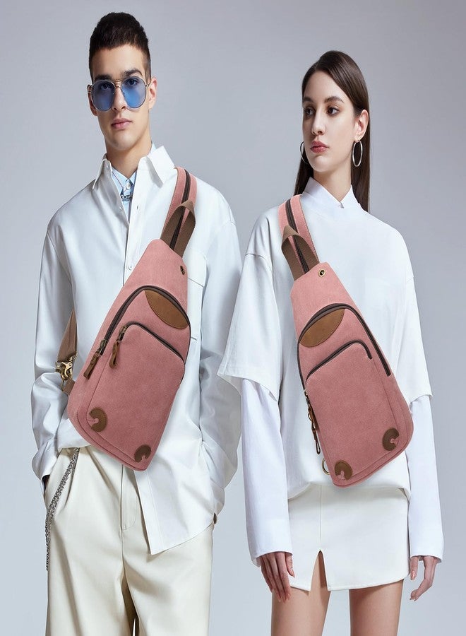 KL928 Canvas Sling Bag Crossbody Backpack Shoulder Casual Rucksack for Men Women,Rust Red - Image 3