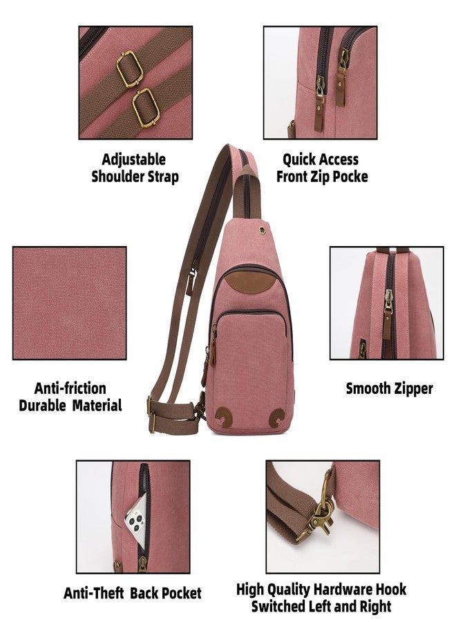 KL928 Canvas Sling Bag Crossbody Backpack Shoulder Casual Rucksack for Men Women,Rust Red - Image 5