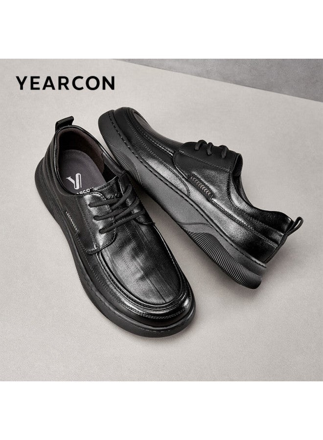 YEARCON Yierkang Men's Shoes, British Style Fashion Casual Shoes, Lightweight Work Shoes, Single Shoes, 97018w, Black, Size 42 - Image 1