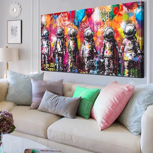 SIXTTART Astronaut WallArt Big Graffiti Art Wall Decor Space Posters Wall Decor for Bedroom Teen Girl Ready to Hang Size 29 x 59 Inch - Image 3