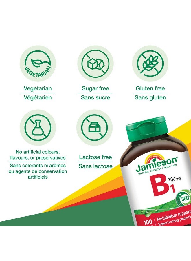 Jamieson Vitamin B1 (Thiamine) 100 mg, 100 tablets - Image 4