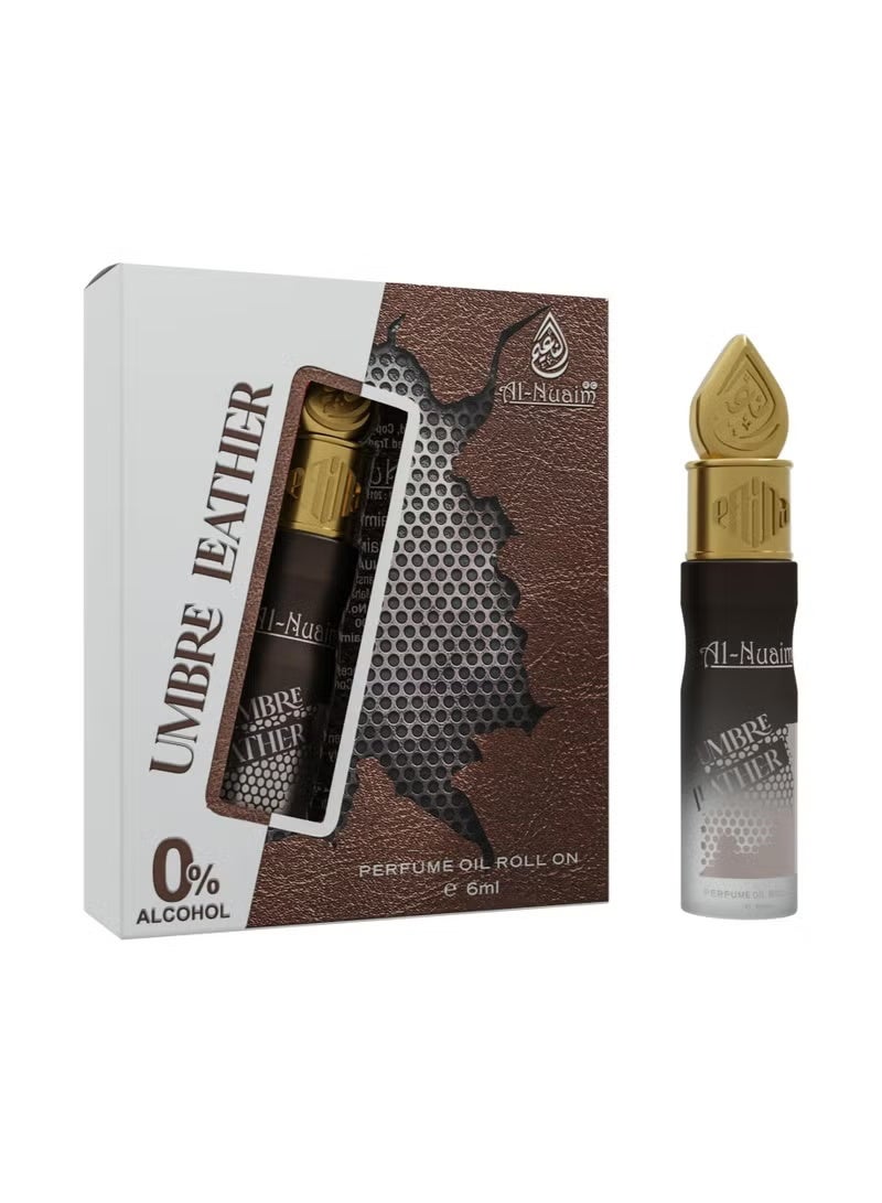 أل نواعم عطر النعيم أمبر ليذر رول أون 6 مل | زيت عطري مركز للجنسين خالٍ من الكحول | عطر دافئ يدوم طويلاً برائحة الجلد والخشب للرجال والنساء | حجم مناسب للجيب - Image 1