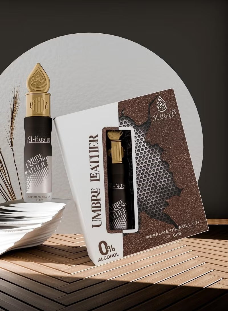 أل نواعم عطر النعيم أمبر ليذر رول أون 6 مل | زيت عطري مركز للجنسين خالٍ من الكحول | عطر دافئ يدوم طويلاً برائحة الجلد والخشب للرجال والنساء | حجم مناسب للجيب - Image 4