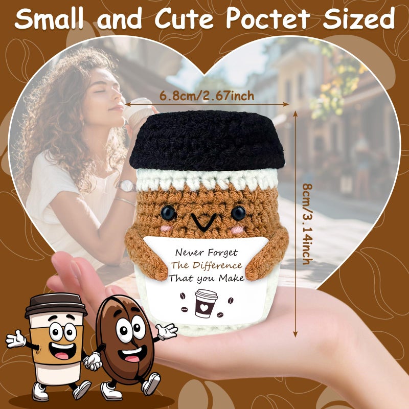 PZJIEAN Coffee Gifts for Coffee Lovers, Inspirational Quote Never Forget The Difference You Make Positive Doll Gift, Handmade Gift for Women Men, Positive Espresso Office Desk Decor Emotional Present - Image 2