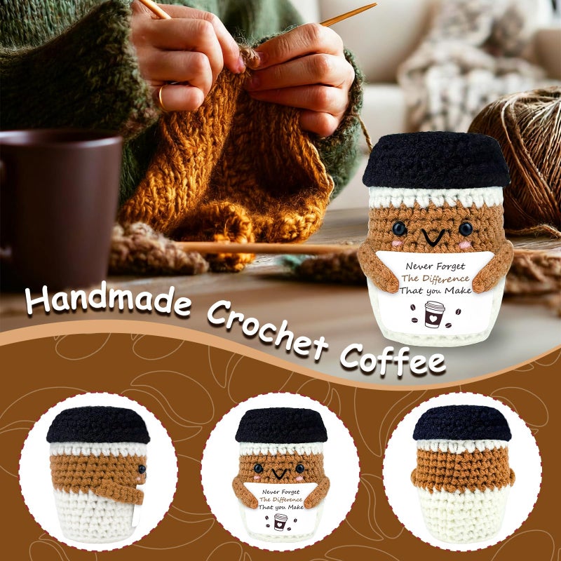 PZJIEAN Coffee Gifts for Coffee Lovers, Inspirational Quote Never Forget The Difference You Make Positive Doll Gift, Handmade Gift for Women Men, Positive Espresso Office Desk Decor Emotional Present - Image 3