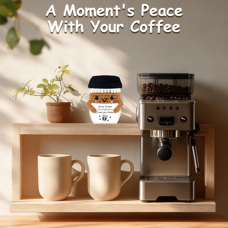 PZJIEAN Coffee Gifts for Coffee Lovers, Inspirational Quote Never Forget The Difference You Make Positive Doll Gift, Handmade Gift for Women Men, Positive Espresso Office Desk Decor Emotional Present - Image 4