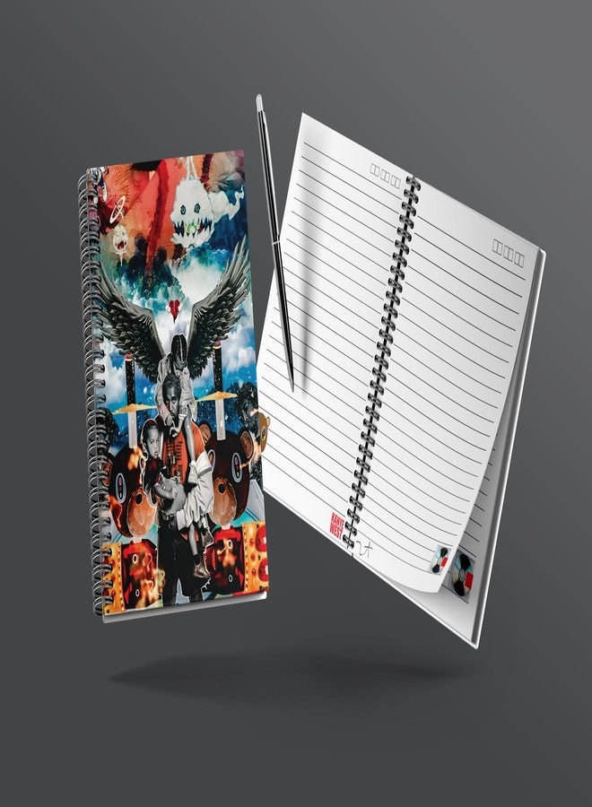 zenithink Kanye West Artist Wiro Journal Notebook | 80 gsm Paper With 350GSM Hard Cover | Single Ruled | Pages - 160 | A5 Size | Wiro Binding | Versatile for School, Home & Office | - Image 3