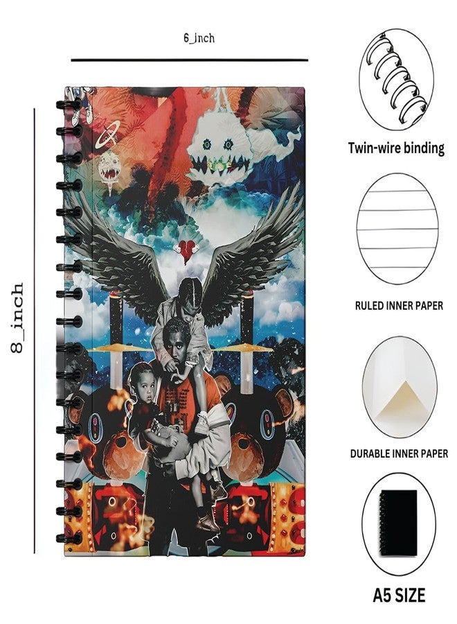 zenithink Kanye West Artist Wiro Journal Notebook | 80 gsm Paper With 350GSM Hard Cover | Single Ruled | Pages - 160 | A5 Size | Wiro Binding | Versatile for School, Home & Office | - Image 5