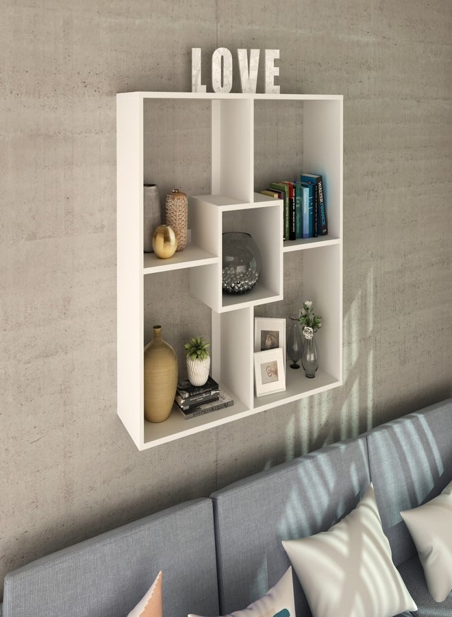 تيكنوموبيلي ارفف حائط جدارية ديكورية لون ابيض 90x25.6x90 - Image 1