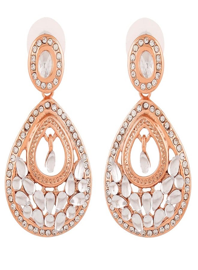 Estele Rose Gold Plated Fancy Designer Drop Earrings Collections for Girls & Women's - Image 1