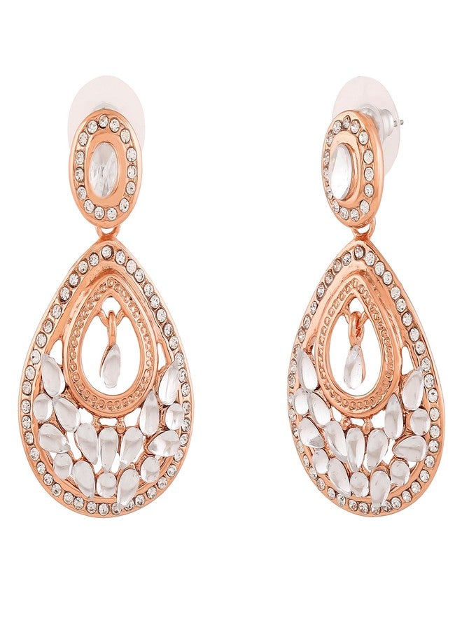 Estele Rose Gold Plated Fancy Designer Drop Earrings Collections for Girls & Women's - Image 2