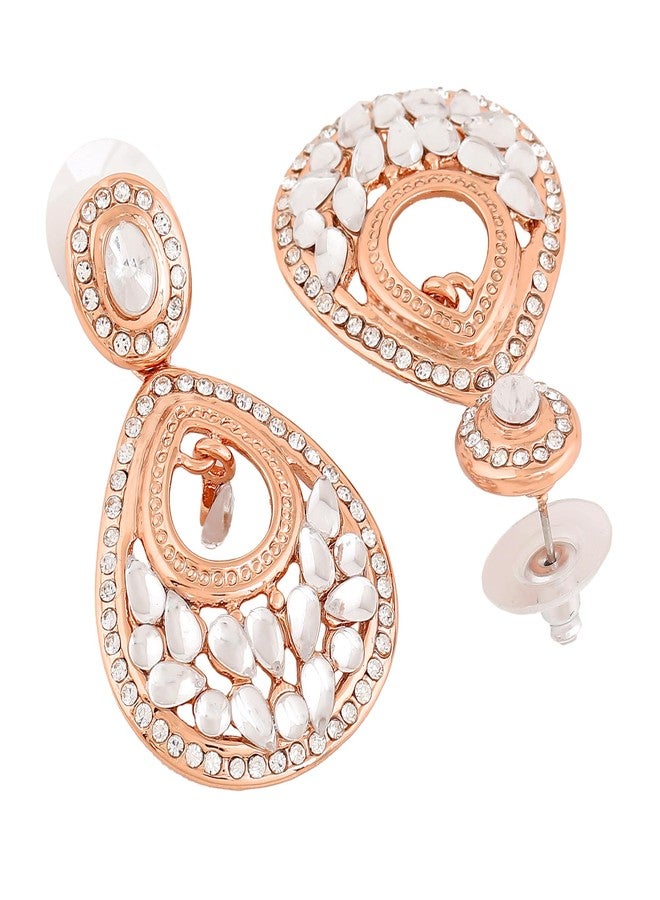 Estele Rose Gold Plated Fancy Designer Drop Earrings Collections for Girls & Women's - Image 3