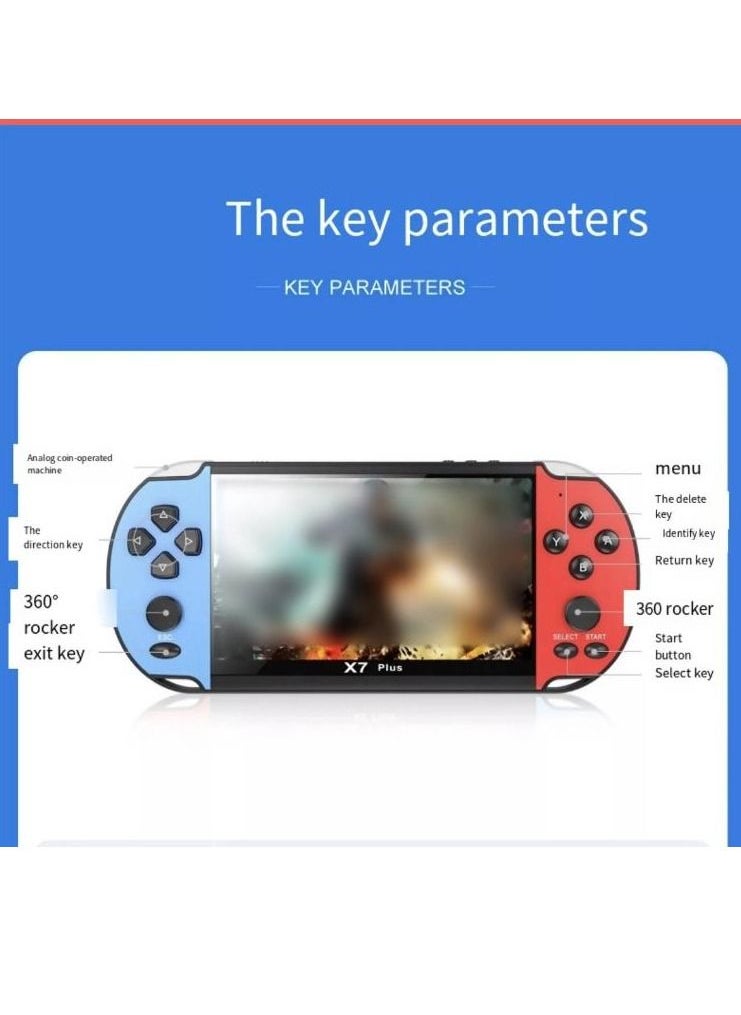 ماركة غير محددة - X7 Plus وحدة تحكم ألعاب فيديو لاسلكية محمولة باليد PSP شاشة 5.1 بوصة كبيرة - Image 1