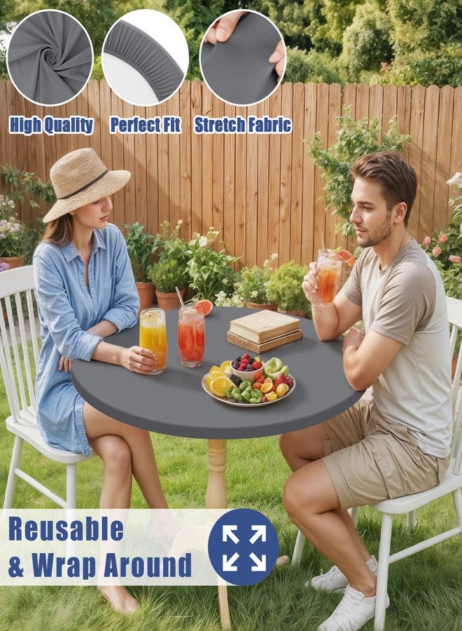 Moosfor Round Spandex Tablecloth, Elastic Fitted Waterproof Tablecloths for 36"-44" Tables, Stretch Washable Picnic Table Cover for Camping, Dining, Indoor and Outdoor, Grey - Image 5