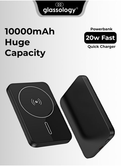 10000mAh 20W Magnetic Wireless Power Bank, Portable Wireless Charger with Stand Fast Charging USB-C, MagSafe Compatible for iPhone 16/16 Plus/16 Pro/16 Pro Max, iPhone 15/14/13, Compact and Slim Design for Power on the Go