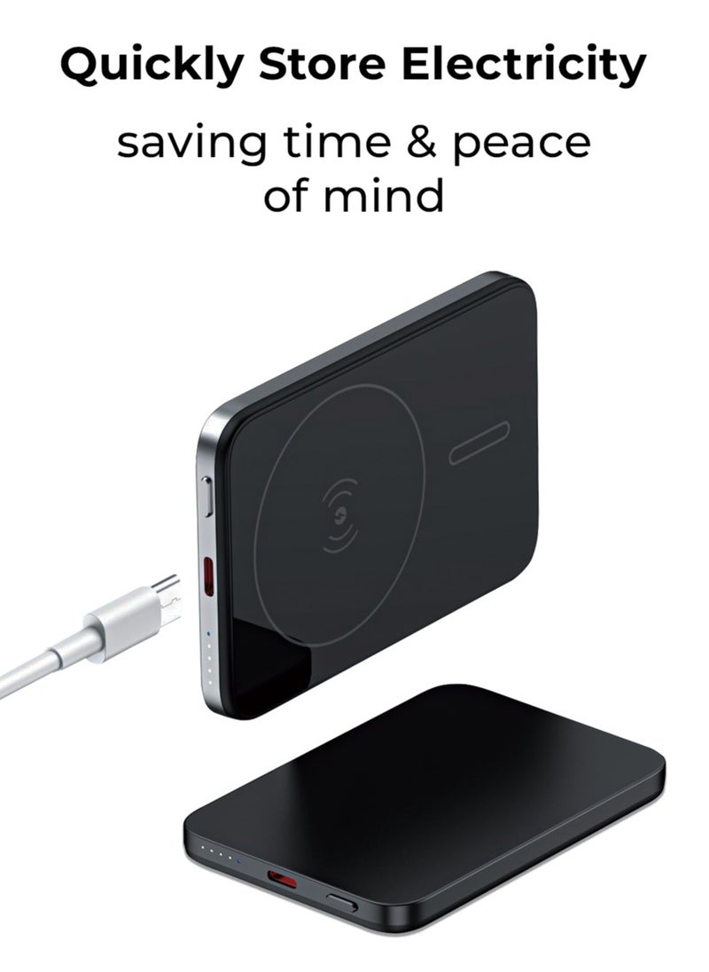 glassology - 10000mAh 20W Magnetic Wireless Power Bank, Portable Wireless Charger with Stand Fast Charging USB-C, MagSafe Compatible for iPhone 16/16 Plus/16 Pro/16 Pro Max, iPhone 15/14/13, Compact and Slim Design for Power on the Go - Image 1
