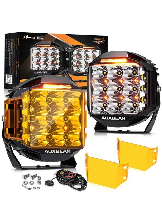 Auxbeam 7" 228W Round Off Road LED Light Module V-MAX Series 26100LM Off Road Side Driving Lights with Amber DRL, 270° Trench Auxiliary Light for Truck ATV Jeep - Image 1