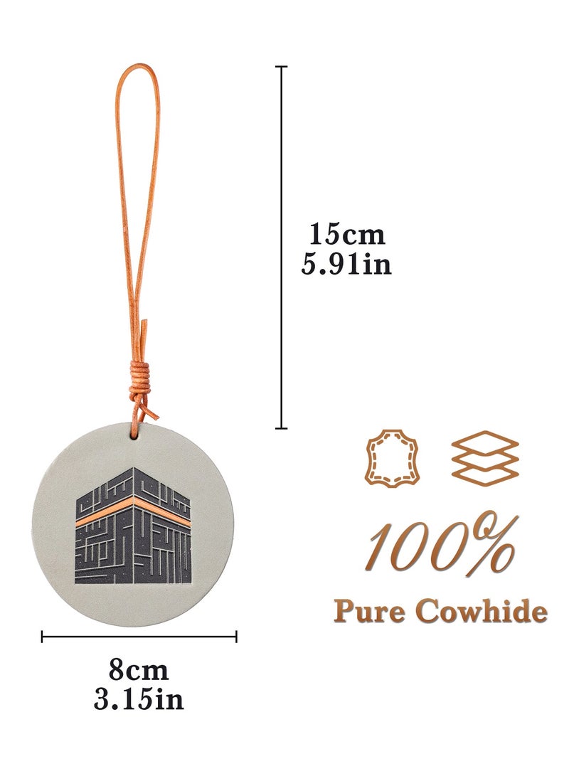 Genuine Leather Car Hanging Ornament – Kaaba & Mosque Design, Islamic Decor for Car Rearview Mirror, Handmade with 100% Pure Cowhide, Religious Gift for Muslim - Image 2
