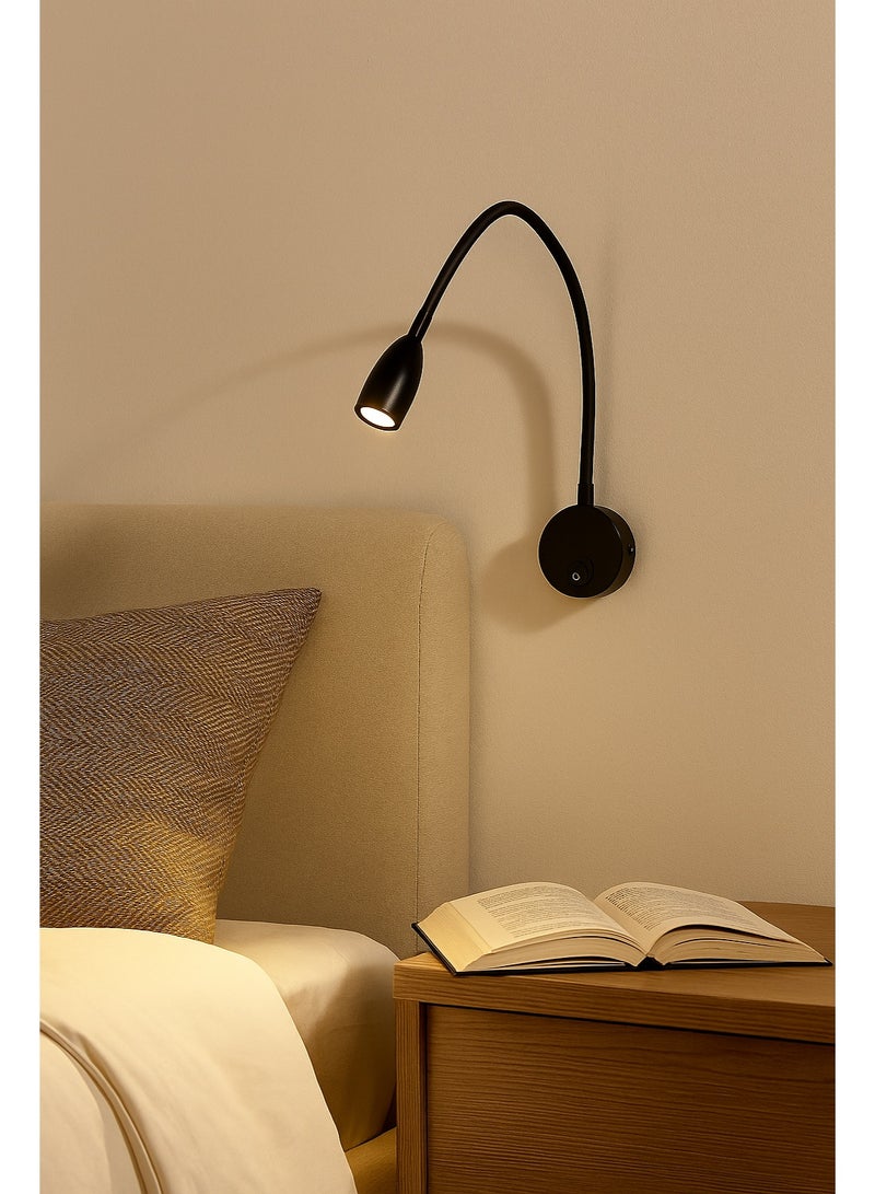 NERFA Flexible LED Wall Light with Adjustable Arm – Focused Lighting – Elegant Black – Ideal for Bedrooms and Offices - Image 4