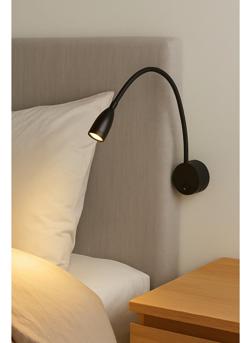 NERFA Flexible LED Wall Light with Adjustable Arm – Focused Lighting – Elegant Black – Ideal for Bedrooms and Offices - Image 1