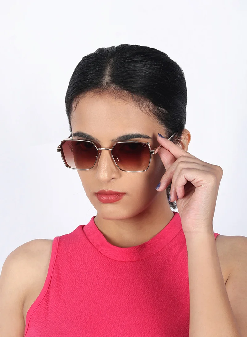 UV- Protected  Brown Rectangle Sunglasses