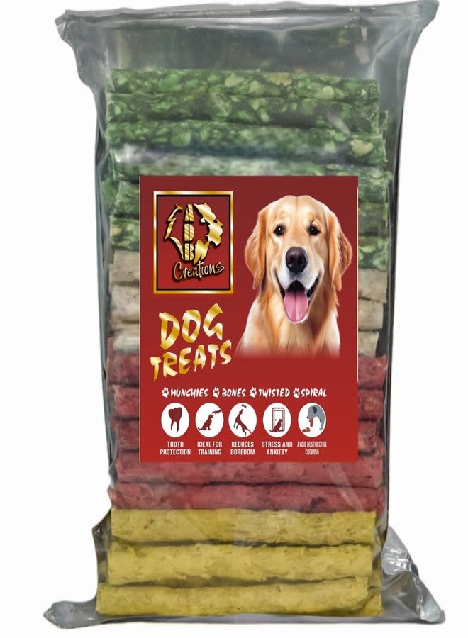 ADB Creations Dog Food Chew Stick Mix Flavour of Chicken Mutton Natural Mint Rawhide Treat Munchy Protein and Dental Snack for All Breed Dogs and All Life Stages - 900g (Pack of 1) - Image 1