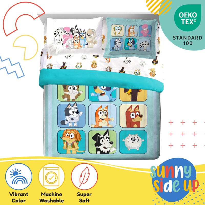 Sunny Side Up Bluey & Friends Full Comforter Set - 7 Piece Kids Bedding Includes Comforter, Sheets & Pillow Cover - Super Soft Microfiber Bed Set - Image 4