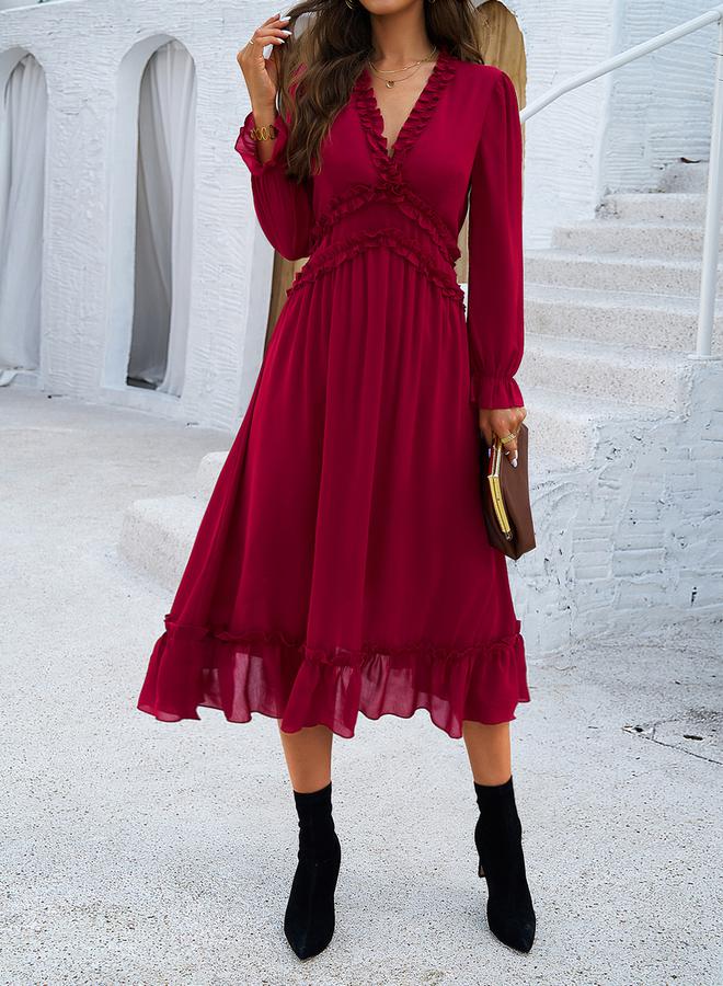 تايك تو فستان شيفون بكشكشة - Image 3