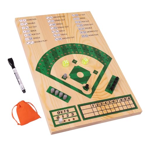 WodGod Baseball Board GameBaseball Dice Board GameSolid Wood 15mm Thick12 Pieces and DiceMarkersManual IncludedPortablePerfect for Home PartyFamily NightRoad Trip - Image 1