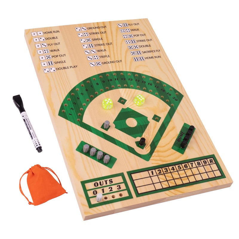 WodGod Baseball Board GameBaseball Dice Board GameSolid Wood 15mm Thick12 Pieces and DiceMarkersManual IncludedPortablePerfect for Home PartyFamily NightRoad Trip - Image 3