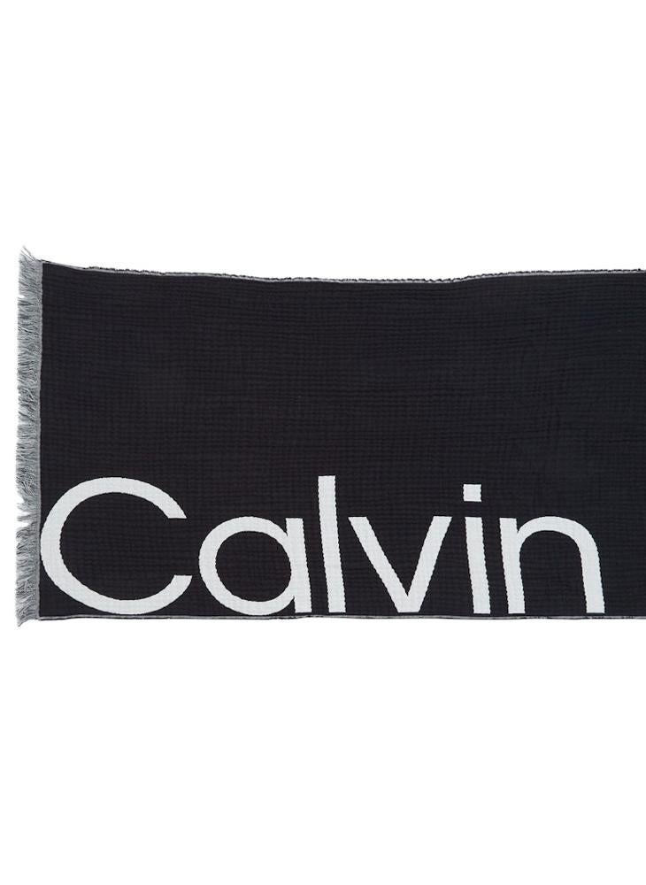 CALVIN KLEIN - Logo 2-Tones Cotton Gauge Scarf - Image 1