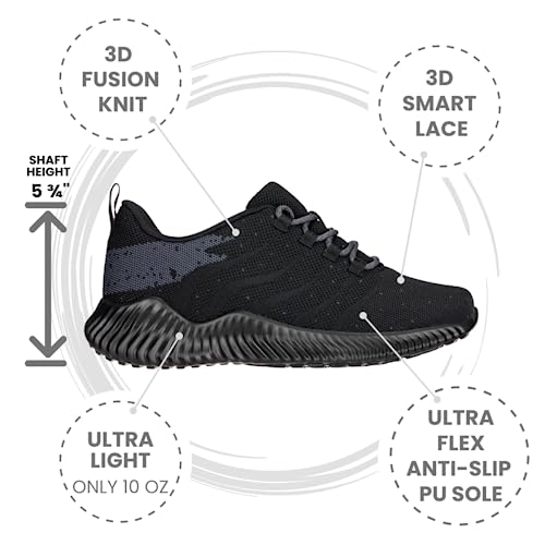 CALTO Men's Invisible Height Increasing Elevator Shoes - Black/Grey Ultra Lightweight Sporty Sneakers - 2.8 Inches Taller - Q216 - Size 6 D(M) US - Image 3