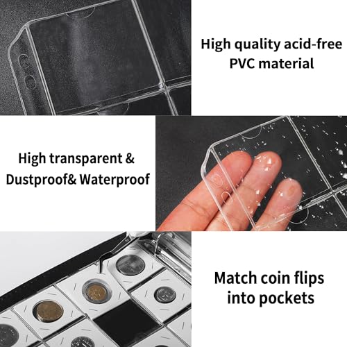 OSOPOLA 15 Sheets Coin Pocket Pages - 5x5cm(2"x2") 20 Pockets Standard 9-Hole Coin Binder Inserts Sleeves Coin Collection Pocket Pages - Image 3