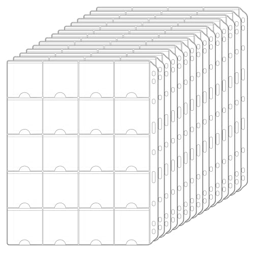 OSOPOLA 15 Sheets Coin Pocket Pages - 5x5cm(2"x2") 20 Pockets Standard 9-Hole Coin Binder Inserts Sleeves Coin Collection Pocket Pages - Image 1
