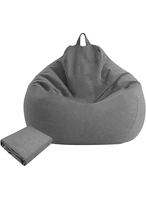 Lazy Sofa Chair Cover (no filler),80X90cm Cloth Cover, Bean Bag Couch Cover, Tatami Pedal Cover, Children's Cotton and Linen Cushion Cover. (dark gray)