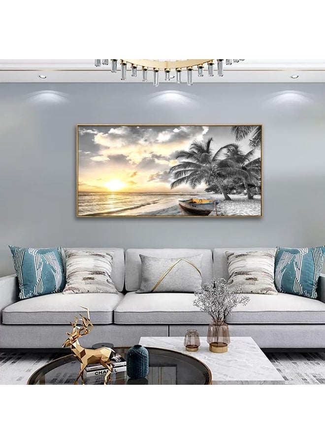 Home Trove Haichuang Decor Art Framed Canvas Wall For Living Room Bedroom Office Black And White Beach Wall Paintings Pictures Work Seascape Sunset Wall 20 * 40Inch - Image 4