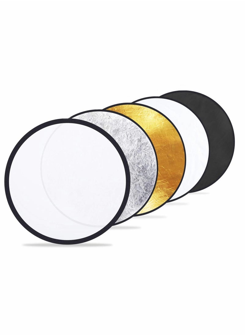 Y&D - Reflector for Photo and Studio, Photographic 5-In-1 Premium Round Shape Foldable Multi-Disc Collapsible with Bag, Translucent, Silver, Gold, White Black（32In/ 80cm） - Image 1