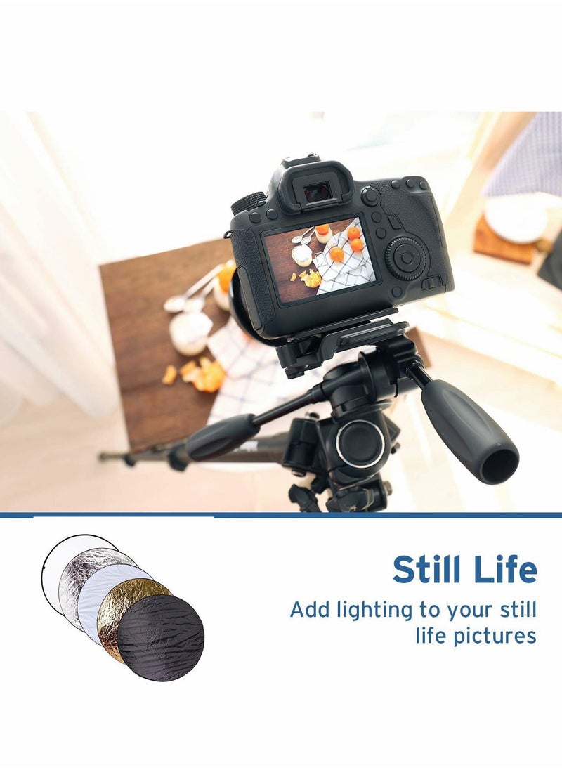 Y&D - Reflector for Photo and Studio, Photographic 5-In-1 Premium Round Shape Foldable Multi-Disc Collapsible with Bag, Translucent, Silver, Gold, White Black（32In/ 80cm） - Image 1