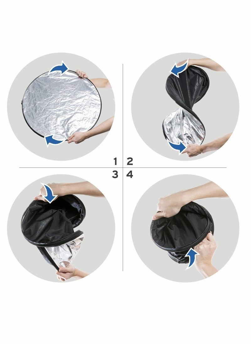 Y&D - Reflector for Photo and Studio, Photographic 5-In-1 Premium Round Shape Foldable Multi-Disc Collapsible with Bag, Translucent, Silver, Gold, White Black（32In/ 80cm） - Image 1