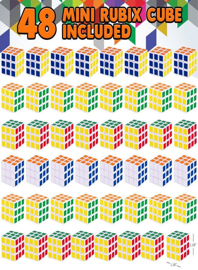 ArtCreativity طقم مكعبات روبيكس مصغرة 48 حبة - مكعبات فidget محمولة للغاية للأطفال والبالغين - لغز ثلاثي الأبعاد للتسلية، تخفيف التوتر، والتعلم - هدايا حفلات الألغاز المصغرة - Image 3
