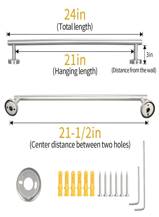 LFSEMINI 24 Inch Towel Bar for Bathroom Wall, Stainless Steel Towel Rack Wall Mounted(1 Pack, Brushed Nickel) - Image 2