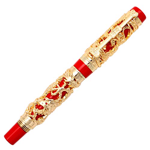 Gullor Advanced Roller Ball Pen DragonLoong Phoenix Golden with Red - Image 3