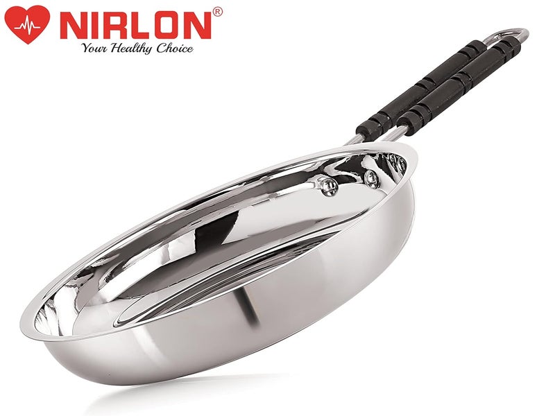 NIRLON Stainless Steel Sandwich Bottom Induction & Gas Compatible Fry Pan/Saute Pan/Frying Pan, Silver, 22cm (1.4 litres) - Image 4