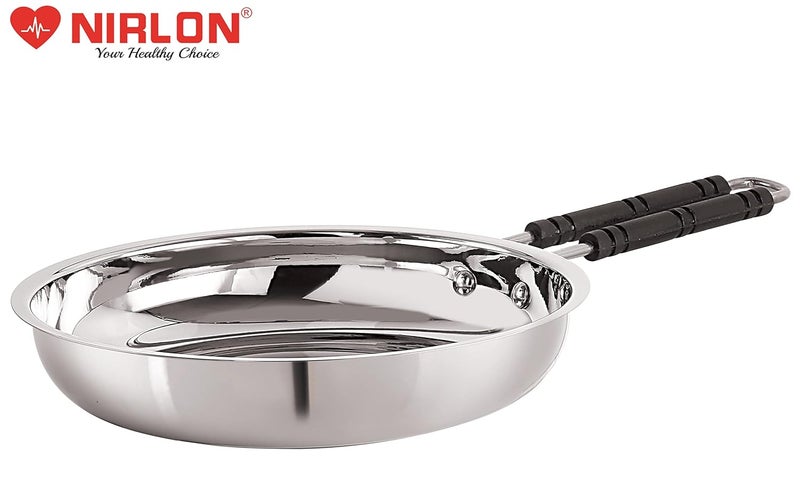 NIRLON Stainless Steel Sandwich Bottom Induction & Gas Compatible Fry Pan/Saute Pan/Frying Pan, Silver, 22cm (1.4 litres) - Image 3