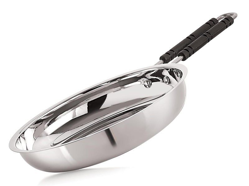 NIRLON Stainless Steel Sandwich Bottom Induction & Gas Compatible Fry Pan/Saute Pan/Frying Pan, Silver, 22cm (1.4 litres) - Image 1