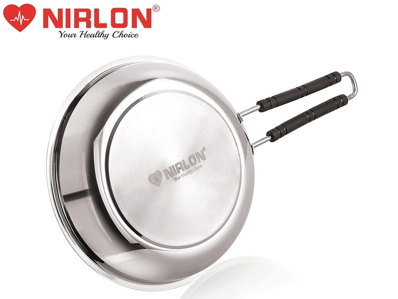 NIRLON Stainless Steel Sandwich Bottom Induction & Gas Compatible Fry Pan/Saute Pan/Frying Pan, Silver, 22cm (1.4 litres) - Image 5