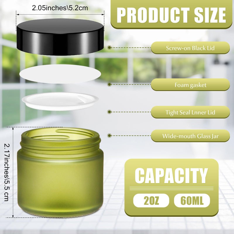 Domensi 72 Pcs 2 oz Glass Jars with Lids Travel Size Round Leakproof Empty Cosmetic Jars with Inner Liners Lid for Storing Makeup Lotions Face Cream Ointments Candle DIY Making (Pea Green) - Image 2