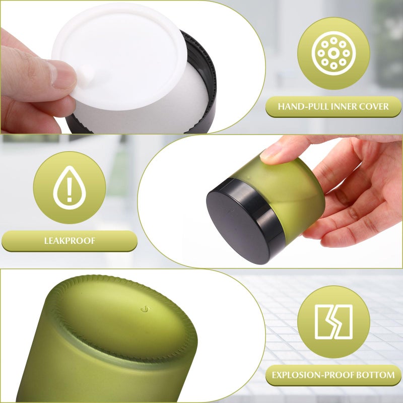 Domensi 72 Pcs 2 oz Glass Jars with Lids Travel Size Round Leakproof Empty Cosmetic Jars with Inner Liners Lid for Storing Makeup Lotions Face Cream Ointments Candle DIY Making (Pea Green) - Image 3
